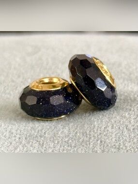 Sparkling Faceted celestial Murano Charms set with Gold Core fit Pandora
